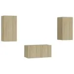 Set de dulapuri TV, 3 piese, stejar sonoma, lemn prelucrat