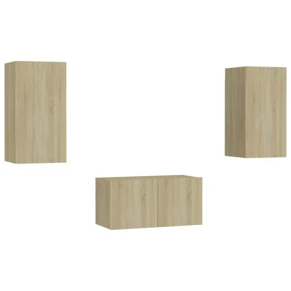 Set de dulapuri TV, 3 piese, stejar sonoma, lemn prelucrat