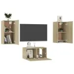 Set de dulapuri TV, 3 piese, stejar sonoma, lemn prelucrat