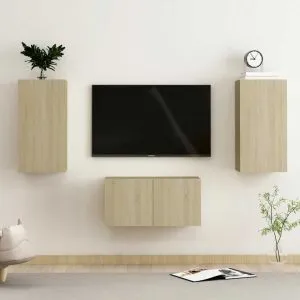 Set de dulapuri TV, 3 piese, stejar sonoma, lemn prelucrat