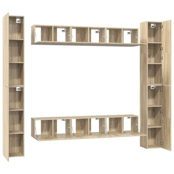 Set de dulapuri TV, 6 piese, stejar sonoma, lemn prelucrat