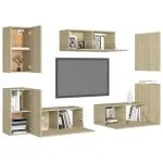 Set de dulapuri TV, 7 piese, stejar sonoma, lemn prelucrat