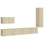 Set de dulapuri TV, 4 piese, stejar sonoma, lemn prelucrat