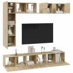 Set dulapuri TV, 8 piese, stejar sonoma, lemn prelucrat