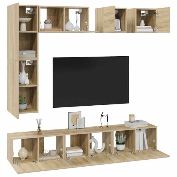 Set dulapuri TV, 8 piese, stejar sonoma, lemn prelucrat