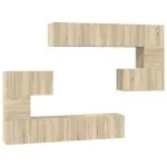 Set dulap TV, 8 piese, stejar sonoma, lemn prelucrat