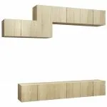 Set de dulapuri TV, 7 piese, stejar sonoma, lemn prelucrat