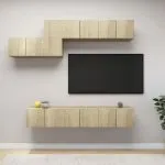 Set de dulapuri TV, 7 piese, stejar sonoma, lemn prelucrat