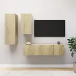 Set dulapuri TV, 4 piese, stejar sonoma, lemn prelucrat