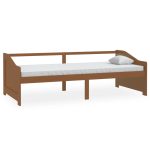 Pat de zi cu 3 locuri, maro miere, 90×200 cm, lemn masiv pin