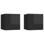 Noptiere, 2 buc., negru extralucios, 30,5x30x30 cm, PAL