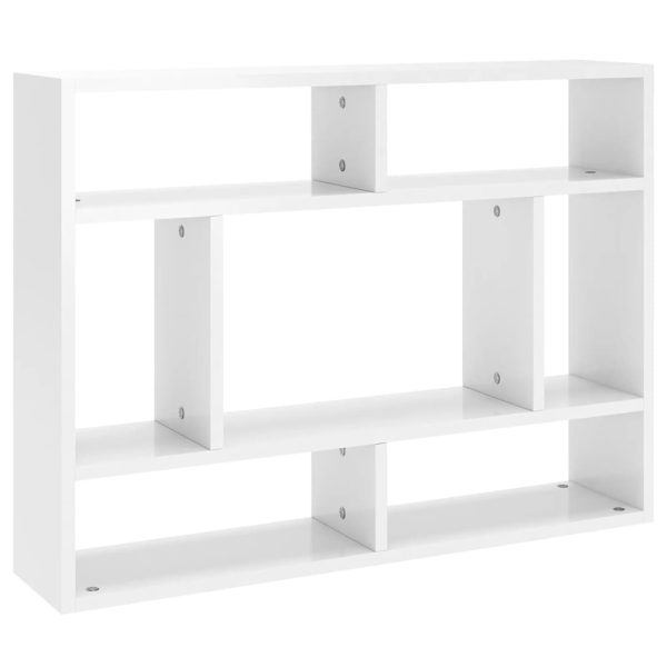Raft de perete, alb extralucios, 75x16x55 cm, lemn prelucrat