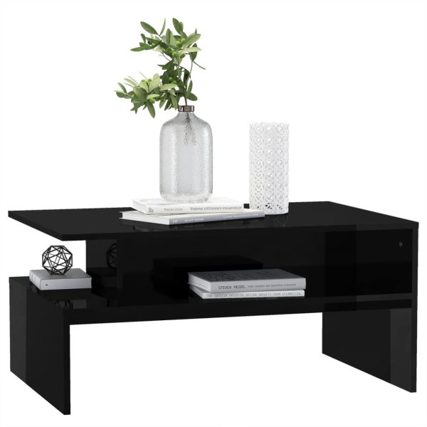 Măsuță de cafea negru extralucios 90x60x42,5 cm lemn prelucrat