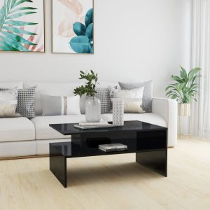 Măsuță de cafea negru extralucios 90x60x42