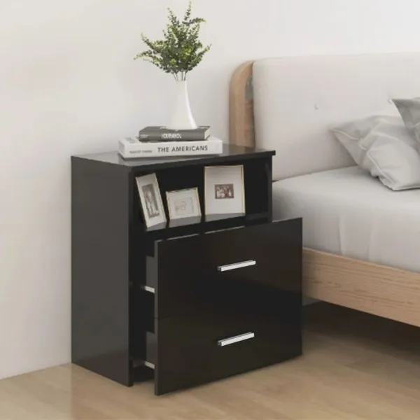 Noptiere, 2 buc., negru, 50x32x60 cm