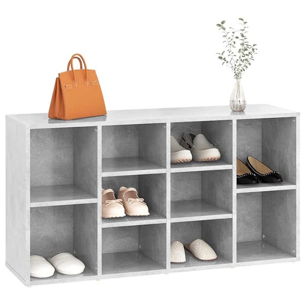 Banchetă pantofar, gri beton, 103x30x54,5 cm, lemn prelucrat