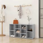 Banchetă pantofar, gri beton, 103x30x54,5 cm, lemn prelucrat