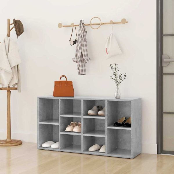 Banchetă pantofar, gri beton, 103x30x54,5 cm, lemn prelucrat