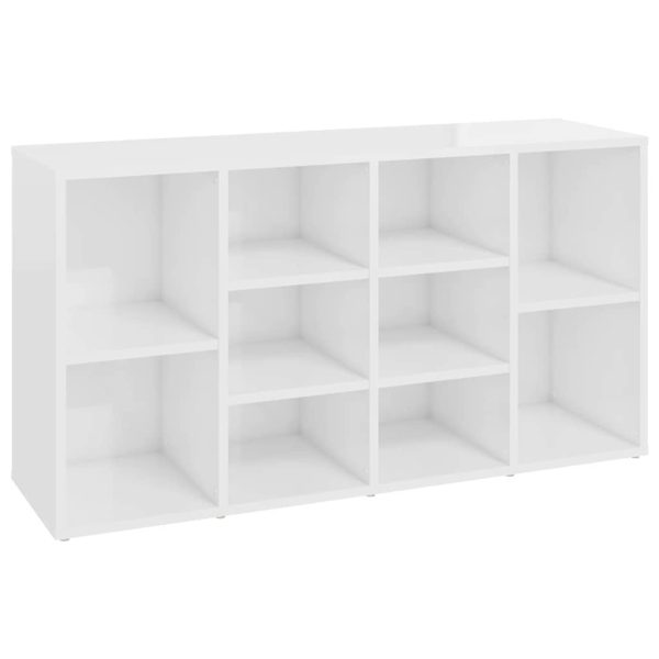 Banchetă pantofar alb extralucios 103x30x54,5 cm lemn prelucrat