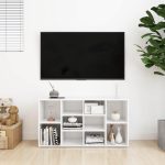 Banchetă pantofar alb extralucios 103x30x54,5 cm lemn prelucrat