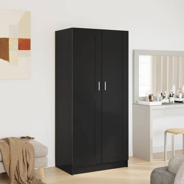 Șifonier, negru extralucios, 82,5×51,5×180 cm, PAL