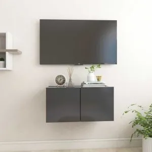 Dulap TV suspendat, gri, 60x30x30 cm