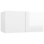Dulapuri TV suspendate, 3 buc., alb extralucios, 60x30x30 cm