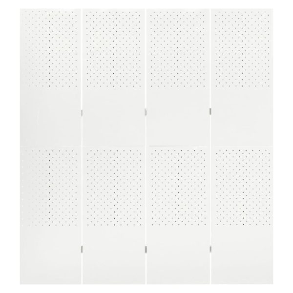 Paravan de cameră cu 4 panouri, alb, 160×180 cm, oțel