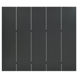 Paravan de cameră cu 5 panouri, antracit, 200×180 cm, oțel