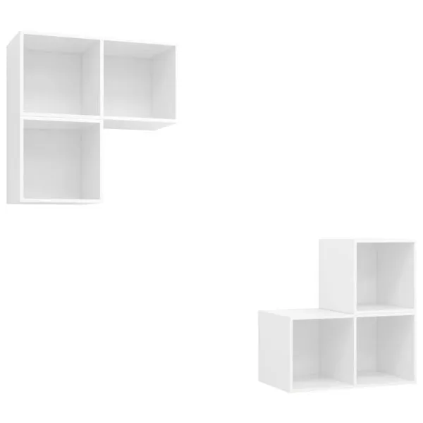 Set de dulapuri TV, 4 piese, alb, lemn prelucrat