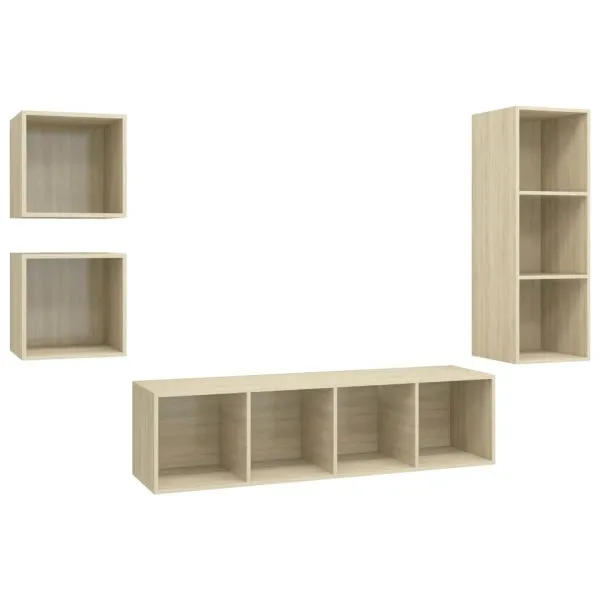 Set de dulapuri TV, 4 piese, stejar sonoma, lemn prelucrat