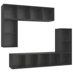 Set de dulapuri TV, 4 piese, gri, lemn prelucrat