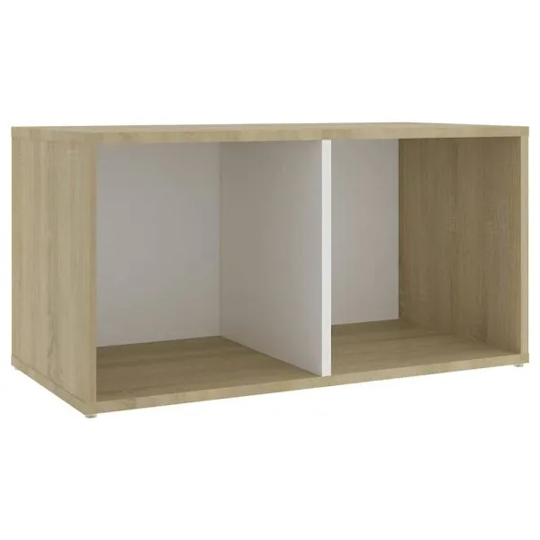 Dulap TV 2 buc alb/stejar Sonoma 72x35x36,5 cm, lemn prelucrat