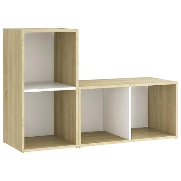 Dulap TV 2 buc alb/stejar Sonoma 72x35x36,5 cm, lemn prelucrat