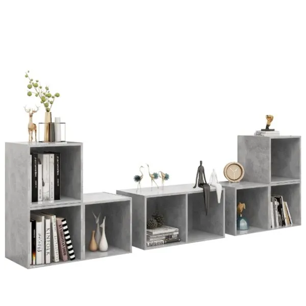 Set de dulapuri TV, 6 piese, gri beton, lemn prelucrat