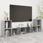 Set de dulapuri TV, 6 piese, gri beton, lemn prelucrat