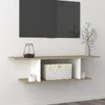 Dulap TV montat pe perete, alb și stejar sonoma, 103x30x26,5 cm