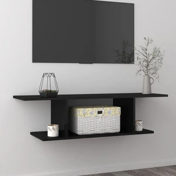Dulap TV suspendat, negru extra lucios, 103x30x26,5 cm