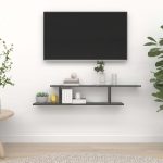 Raft TV cu montaj pe perete, gri, 125x18x23 cm, PAL