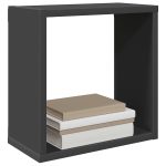 Rafturi de perete cub, gri, 2 piese, 30x15x30 cm