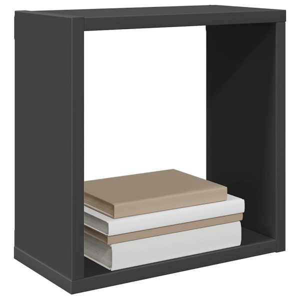 Rafturi de perete cub, 6 piese, gri, 30x15x30 cm