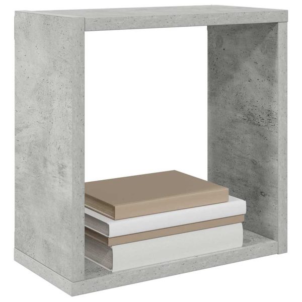 Rafturi de perete cub, 2 buc., gri beton, 30x15x30 cm