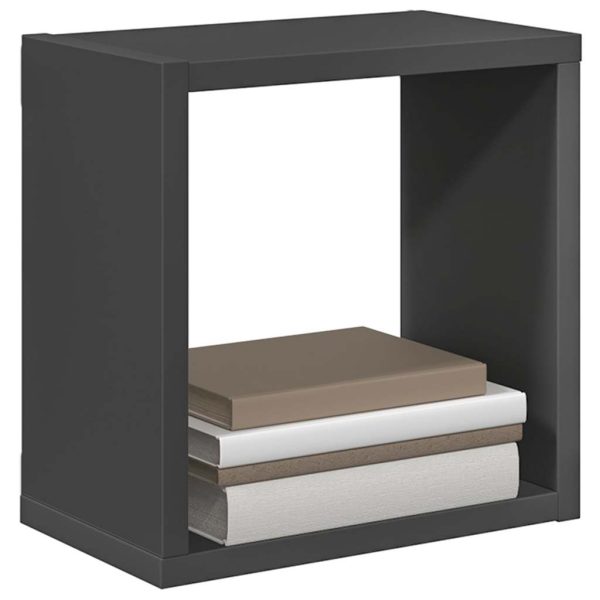 Rafturi de perete cub, 6 buc., gri, 26x15x26 cm