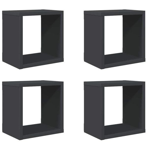 Rafturi de perete cub, 4 buc., gri, 22x15x22 cm