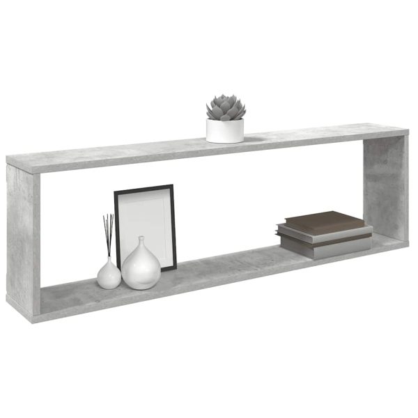 Rafturi de perete cub, 4 buc., gri beton, 100x15x30 cm, PAL