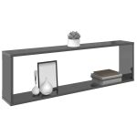Rafturi perete cub gri lucios 2 buc. 100x15x30cm lemn prelucrat