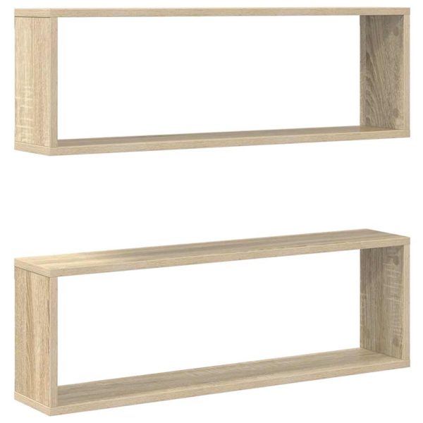 Rafturi de perete cub, 2 buc., stejar sonoma, 80x15x26,5 cm PAL