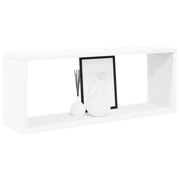 Rafturi de perete cub, 4 buc., alb, 60x15x23 cm, lemn prelucrat