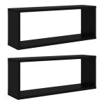 Rafturi de perete cub 2 buc. negru 60x15x23 cm lemn prelucrat