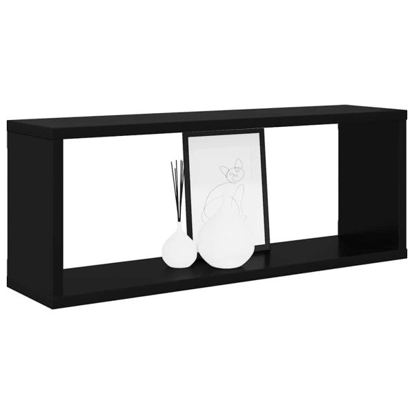Rafturi de perete cub 2 buc. negru 60x15x23 cm lemn prelucrat
